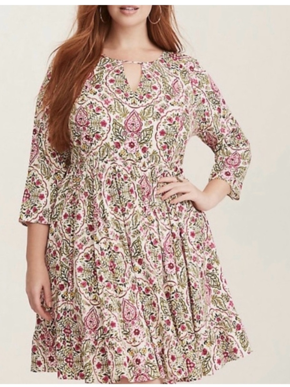 torrid Pink and Green Paisley Mini Dress